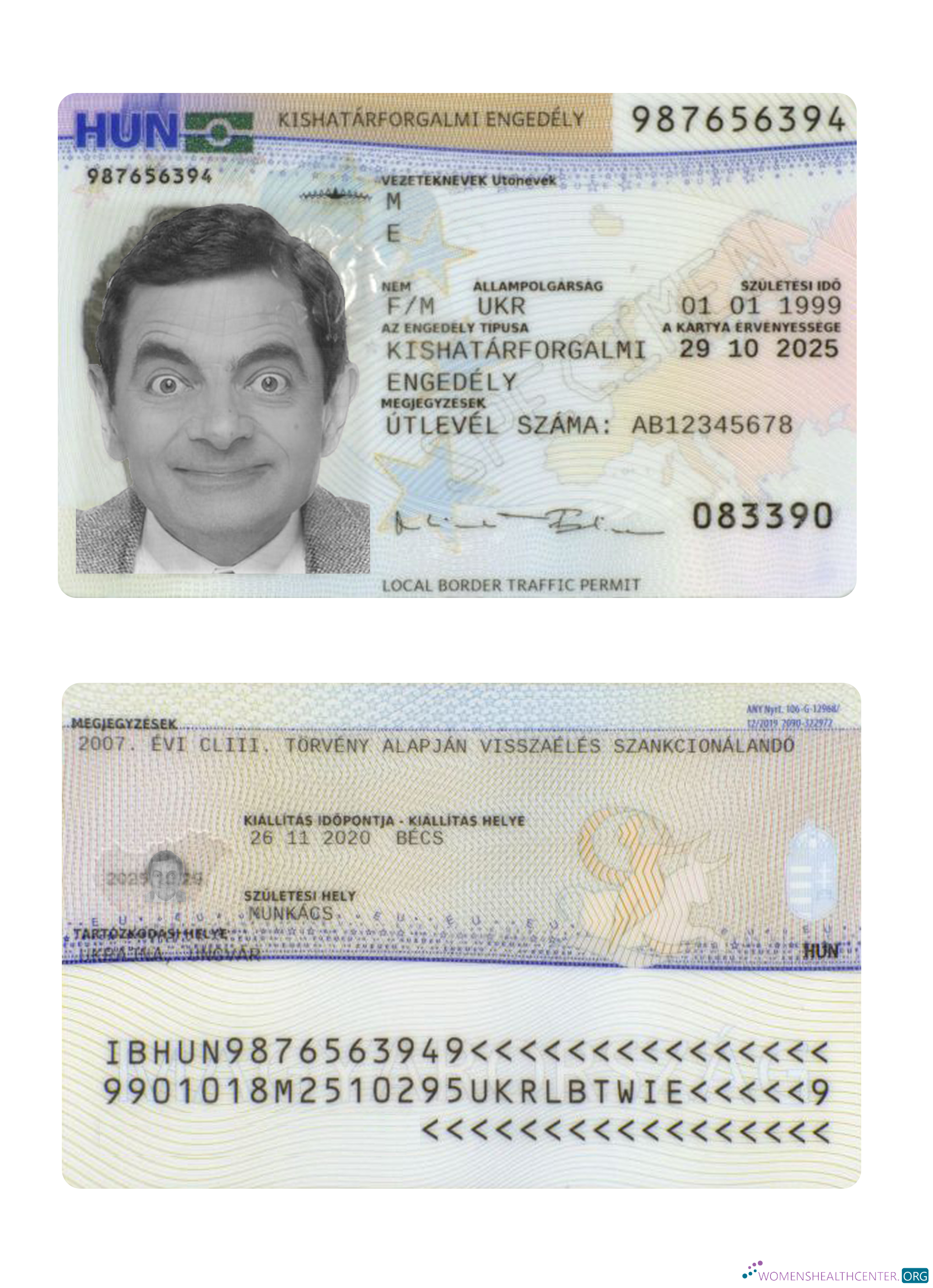 Download Hungary residence permit Photoshop template